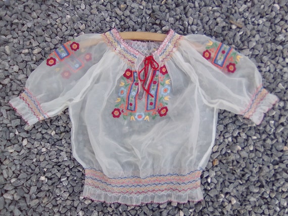 Rare Antique 30s Hungarian Blouse Kamai Kadai Emb