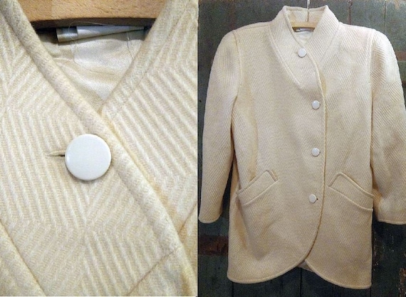 1970s Wool Cream Courreges Coat / French Couture C