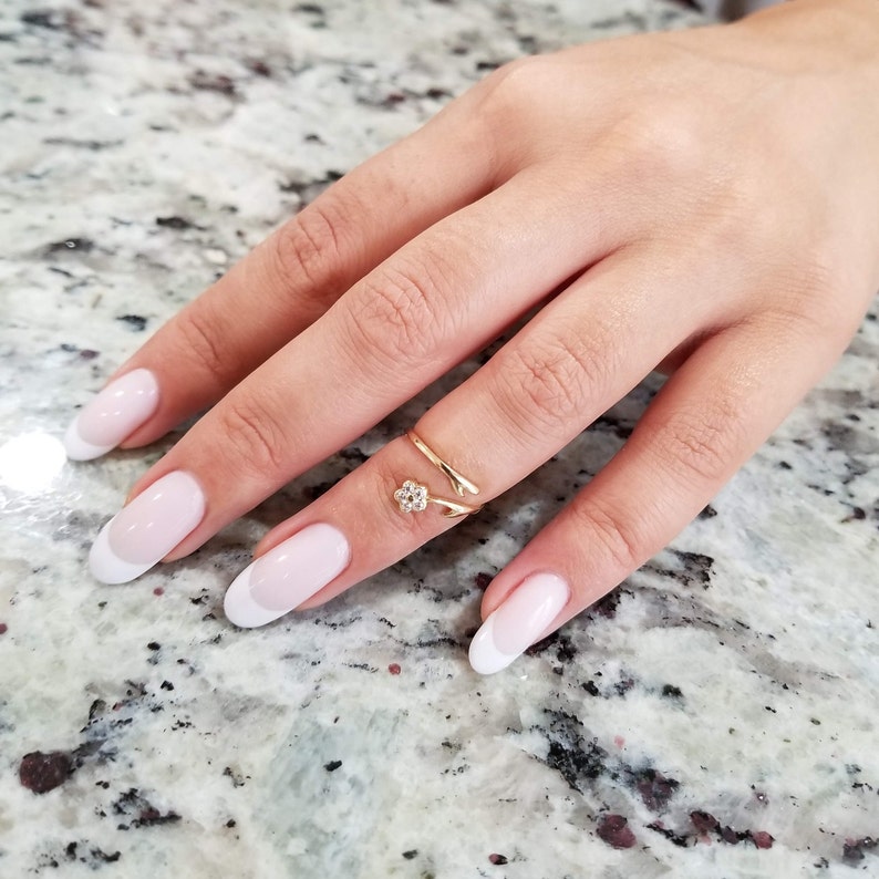 14 k yellow gold toe pinky ring with CZ/'s