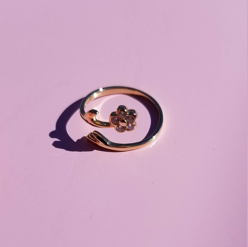 14 k yellow gold toe pinky ring with CZ/'s