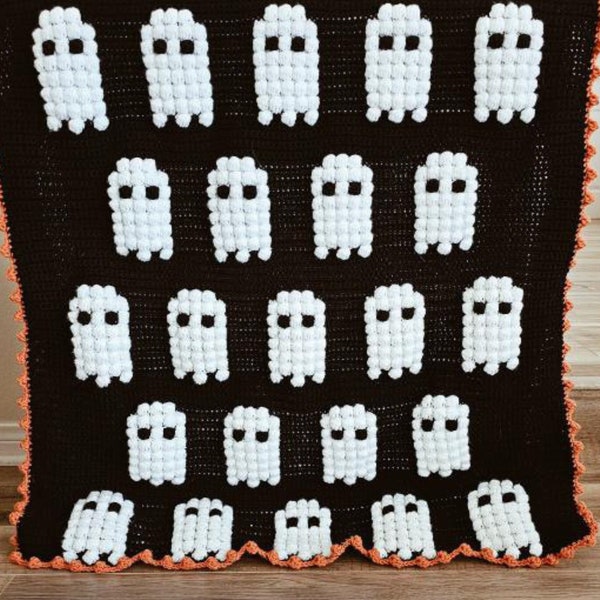 Spooky Ghost Bobble Blanket Crochet Pattern (PDF Download)