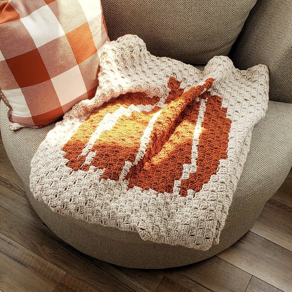 Crochet Pumpkin Blanket Pattern: C2C Fall Throw (PDF Pattern)