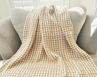 Crochet Pattern, Crochet Blanket, Windowpane Crochet Stitch Pattern, Throw Blanket Crochet Pattern, Easy Crochet Blanket Pattern