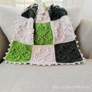 Crochet Shamrock Bobble Stitch Pattern: St Patrick&#39;s Day Blanket (Digital Download)