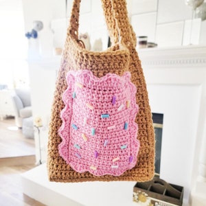 Crochet Pattern, Toaster Pastry Purse for Kids, Crochet Bag, Cute Crochet Bag Pattern, Kids Crochet, Frosting Crochet Pattern, Pink Crochet