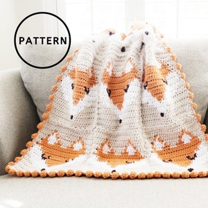 Fox Crochet Pattern, Crochet Baby Blanket Foxes, Fox Baby Blanket Crochet Pattern. Fox Graph Crochet, Crochet Baby Blanket Pattern