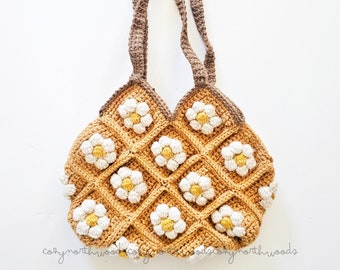 Crochet Pattern Bag for Summer, The Bobble Daisy Bag, Easy Crochet Bag Pattern, Crochet Pattern Bag Flower, Patterns for spring and summer