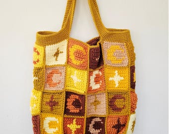 Crochet Pattern: Moon & Stars Tote Bag - Cottagecore Celestial Design (PDF Pattern)