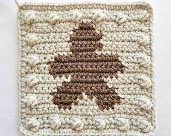 Gingerbread Man Crochet Blanket Square Pattern, Christmas Holiday (PDF Pattern)