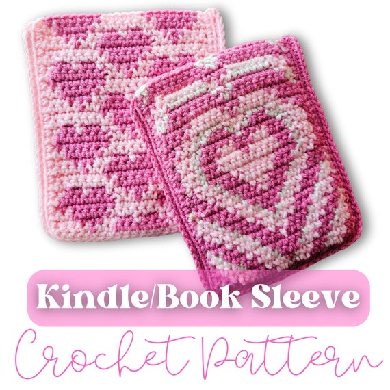 Retro Heart Crochet Book Sleeve Pattern: E-Reader Cover (PDF Pattern)