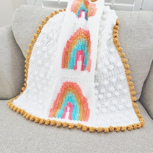 Rainbow Blanket Crochet Pattern, Easy Crochet Baby Blanket Pattern for Girls, Crochet Baby Graphgan, Lapghan image 9