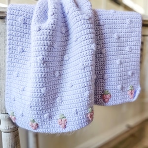 CROCHET PATTERN Strawberry Blanket Crochet Pattern for Baby Girl Blanket Pattern Easy Crochet Baby Blanket Instant Digital Download Pdf