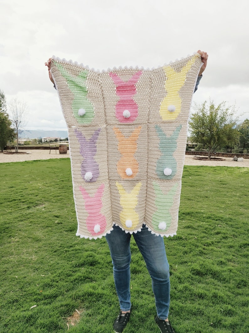 Crochet Baby Blanket Pattern for Girls, Spring Baby Blanket Crochet Pattern, Bunny Crochet Baby Blanket image 6
