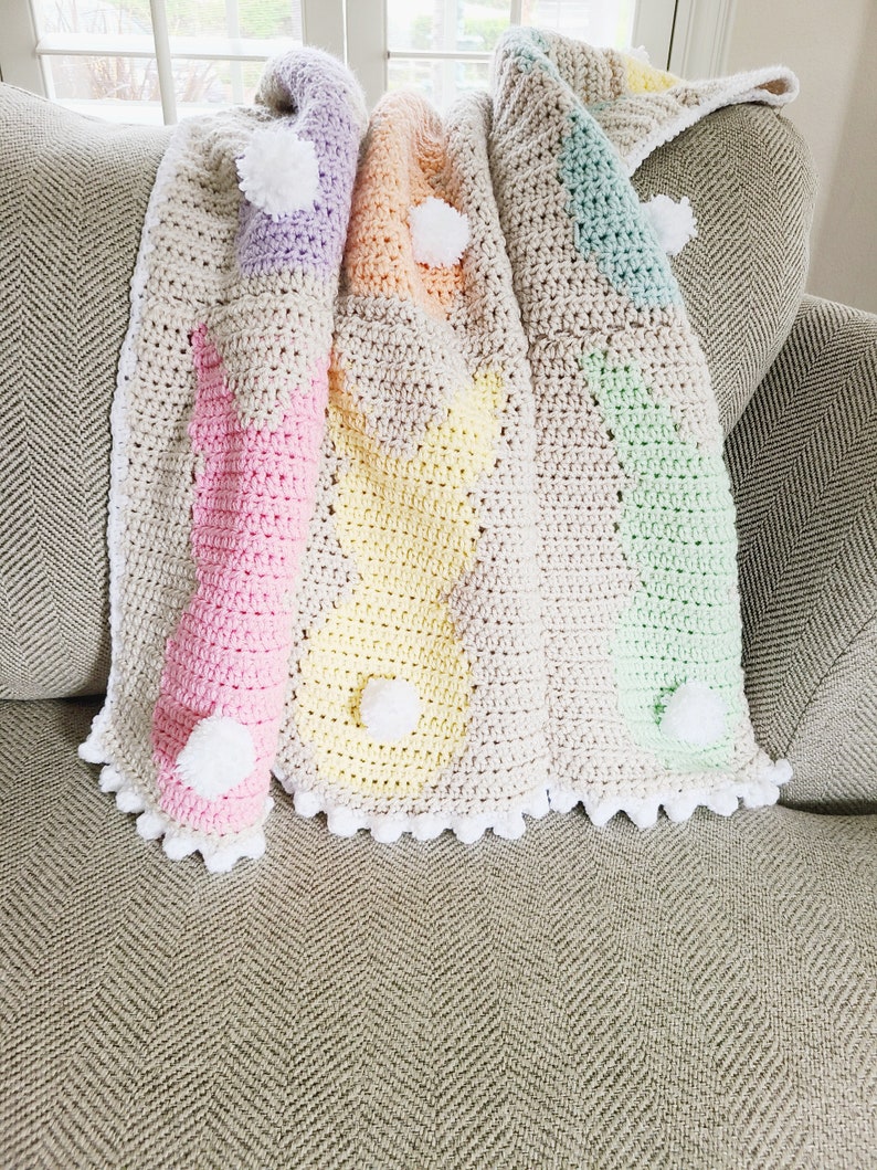 Crochet Baby Blanket Pattern for Girls, Spring Baby Blanket Crochet Pattern, Bunny Crochet Baby Blanket image 5