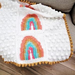 Rainbow Blanket Crochet Pattern, Easy Crochet Baby Blanket Pattern for Girls, Crochet Baby Graphgan, Lapghan image 7