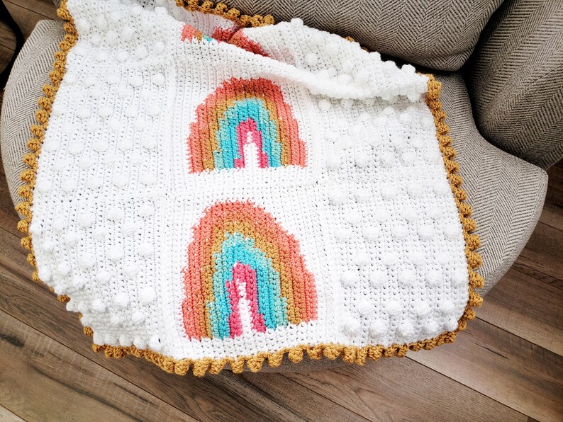 Rainbow Blanket Crochet Pattern, Easy Crochet Baby Blanket Pattern for Girls, Crochet Baby Graphgan, Lapghan image 7