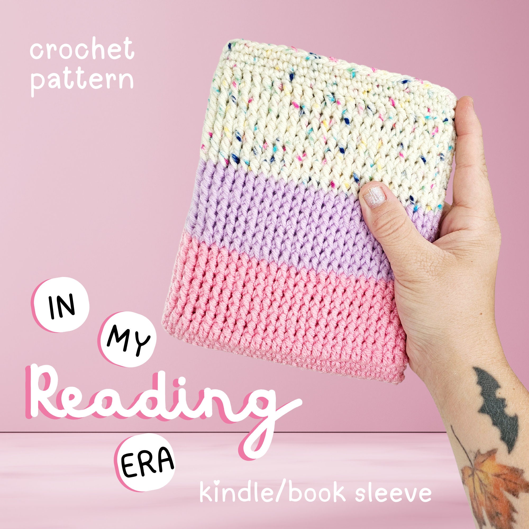 30 Book Sleeve Crochet Patterns for Stylish, Protective Handmade Reading Accessories 16 In My Reading Era Book Sleeve Crochet Pattern