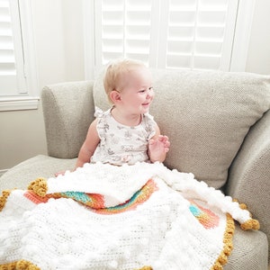 Rainbow Blanket Crochet Pattern, Easy Crochet Baby Blanket Pattern for Girls, Crochet Baby Graphgan, Lapghan image 4