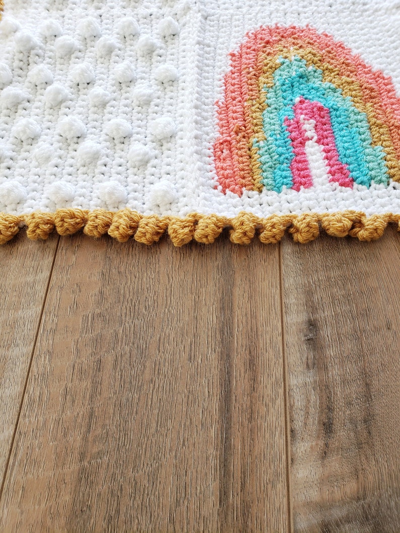 Rainbow Blanket Crochet Pattern, Easy Crochet Baby Blanket Pattern for Girls, Crochet Baby Graphgan, Lapghan image 6