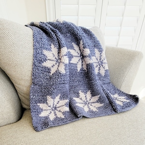 Snowflake Afghan Square Crochet Pattern: Easy Winter Blanket (PDF Pattern)