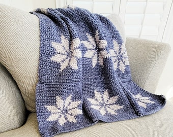 Snowflake Afghan Square Crochet Pattern: Easy Winter Blanket (PDF Pattern)