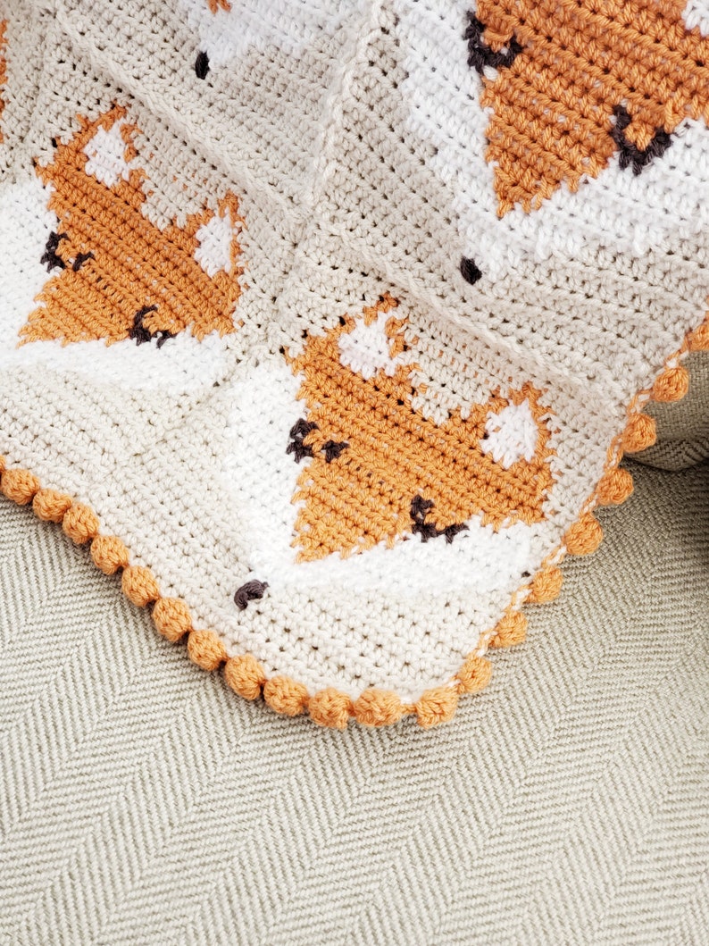 Fox Crochet Pattern, Crochet Baby Blanket Foxes, Fox Baby Blanket Crochet Pattern. Fox Graph Crochet, Crochet Baby Blanket Pattern image 9