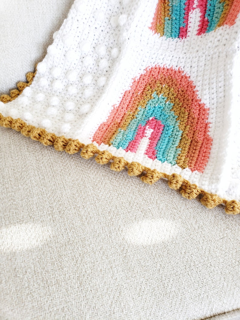 Rainbow Blanket Crochet Pattern, Easy Crochet Baby Blanket Pattern for Girls, Crochet Baby Graphgan, Lapghan image 2
