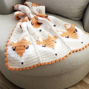 Fox Crochet Pattern, Crochet Baby Blanket Foxes, Fox Baby Blanket Crochet Pattern. Fox Graph Crochet, Crochet Baby Blanket Pattern image 2