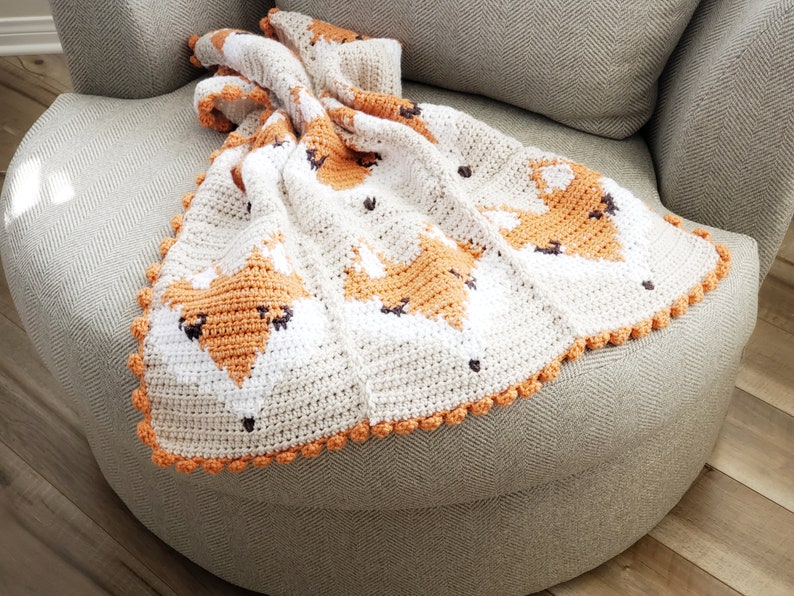 Fox Crochet Pattern, Crochet Baby Blanket Foxes, Fox Baby Blanket Crochet Pattern. Fox Graph Crochet, Crochet Baby Blanket Pattern image 2