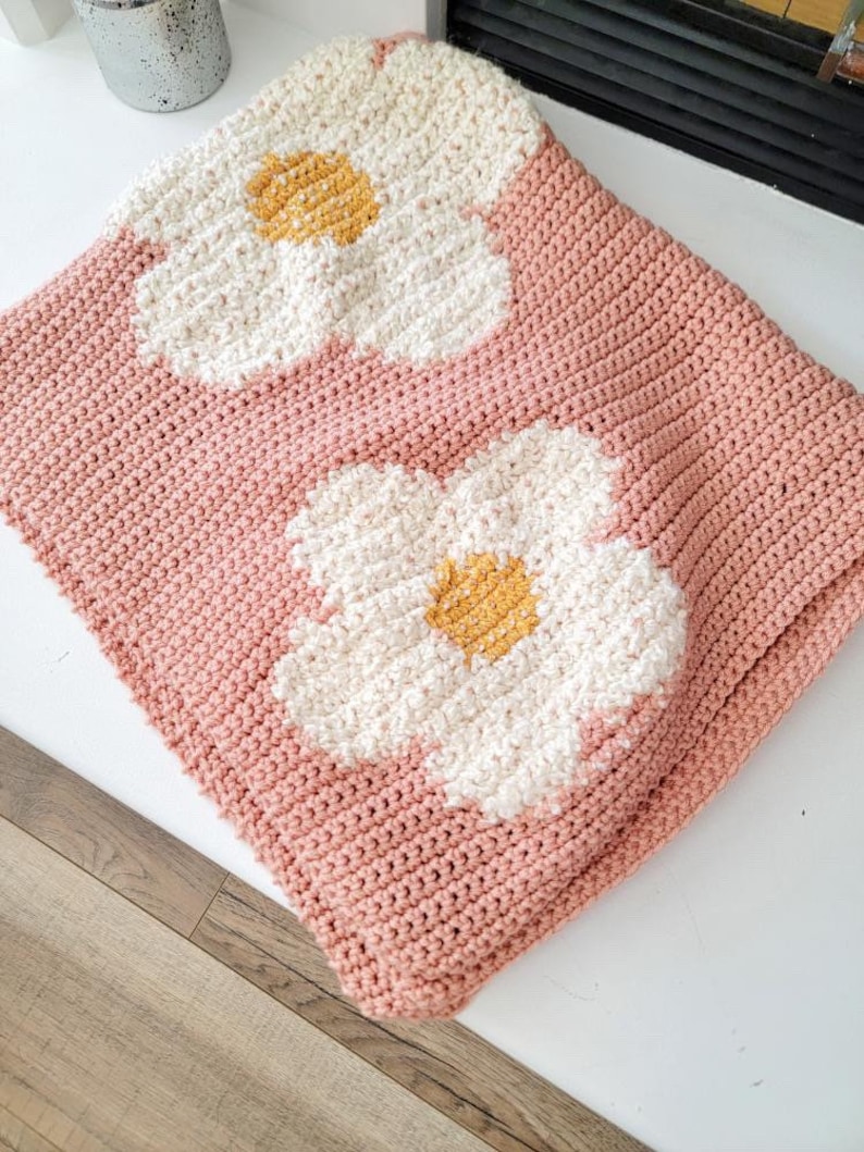 Daisy Crochet Blanket Pattern: Strawberry Flower Afghan (PDF Pattern)