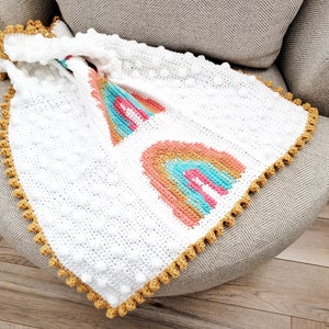 Rainbow Blanket Crochet Pattern, Easy Crochet Baby Blanket Pattern for Girls, Crochet Baby Graphgan, Lapghan image 5