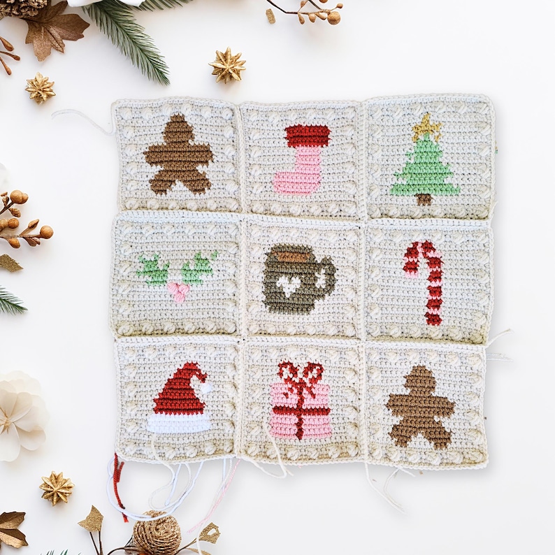 Christmas Crochet Granny Squares Pattern: Holiday Blanket (Digital Download)