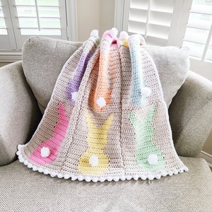 Crochet Baby Blanket Pattern for Girls, Spring Baby Blanket Crochet Pattern, Bunny Crochet Baby Blanket image 2