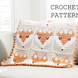 Crochet Baby Blanket Pattern, Fox Baby Blanket Pattern, Fox Graphgan, Easy Crochet Baby Blanket