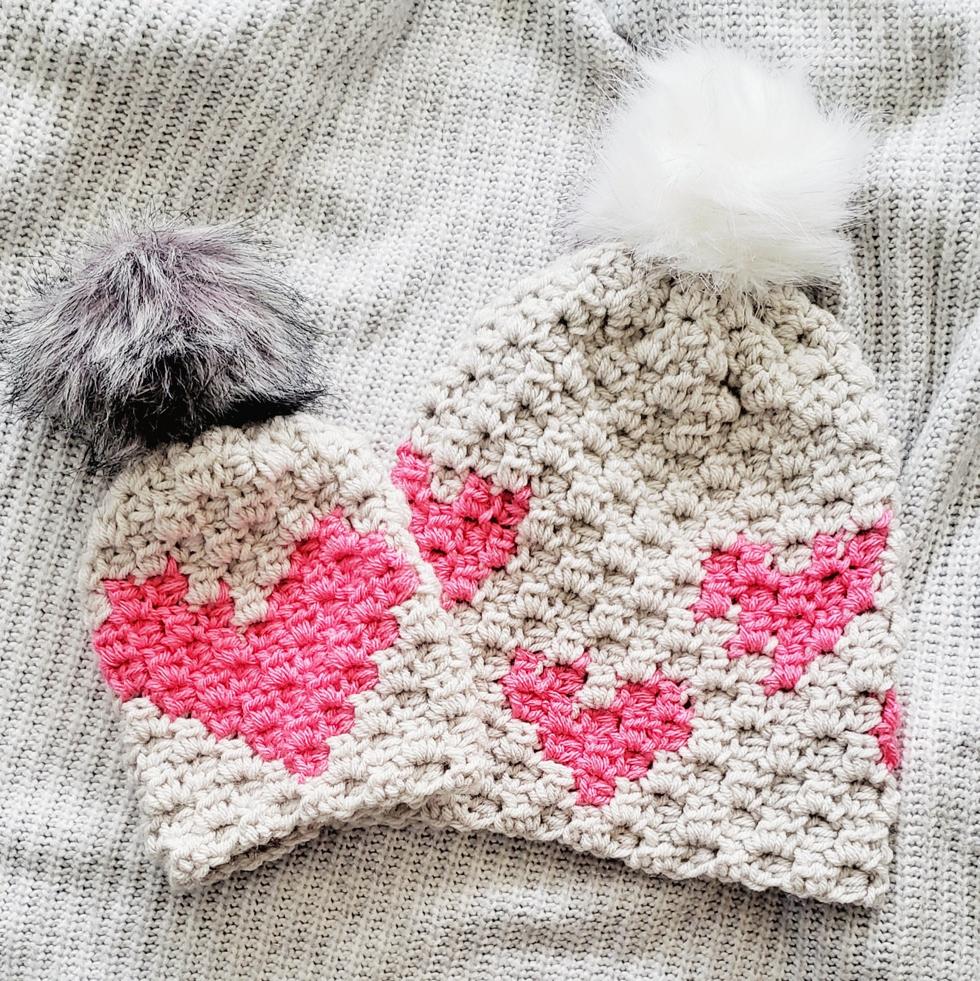 Crochet Beanie Pattern Heart Beanie Crochet Hat Pattern C2c Etsy