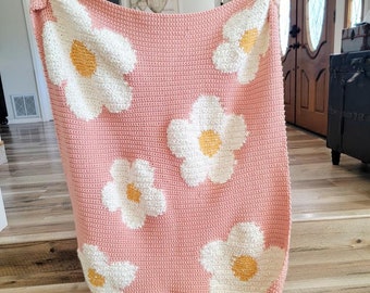 Daisy Crochet Blanket Pattern: Strawberry Flower Afghan (PDF Pattern)