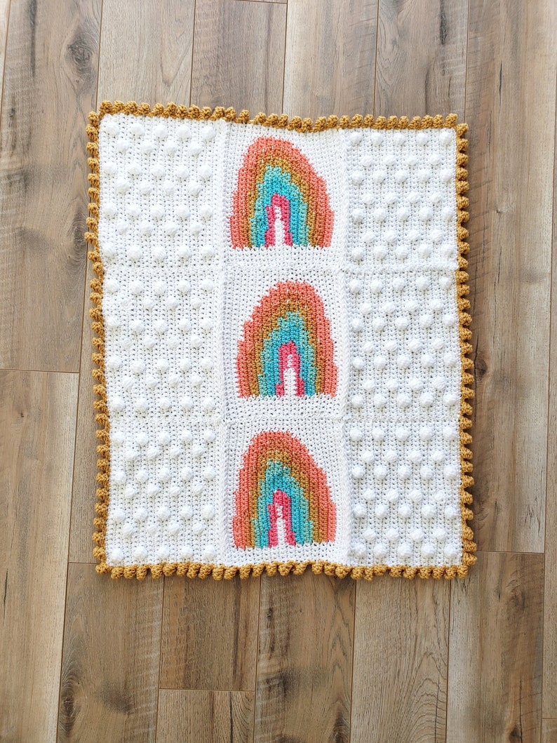 Rainbow Blanket Crochet Pattern, Easy Crochet Baby Blanket Pattern for Girls, Crochet Baby Graphgan, Lapghan image 3