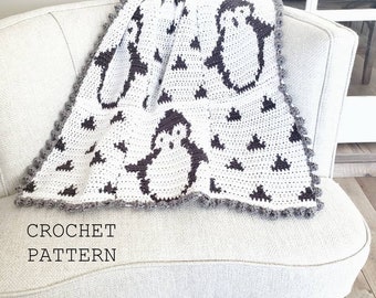 Crochet Penguin Blanket Pattern, Crochet Baby Blanket Patterns, Crochet Penguin Blanket Pattern, Cute Crochet Baby Blanket Pattern, Penguin