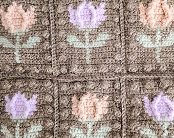 Tulip Blanket Crochet Pattern: Spring Floral Design (PDF Pattern)
