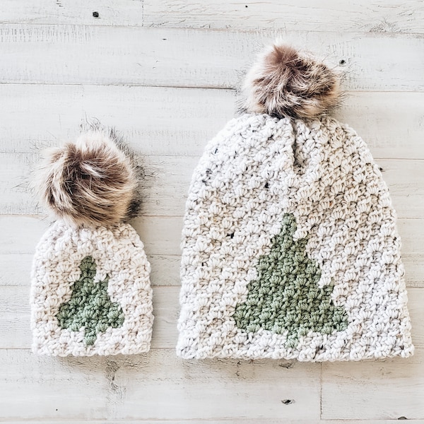 Pine Tree Crochet Beanie Pattern: Slouchy Style Hat (Digital Download)