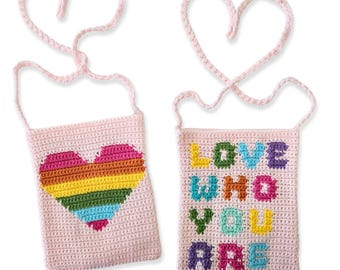 Crochet Pride Crossbody Bag Pattern: Rainbow Heart LGBTQ+ (PDF Pattern)