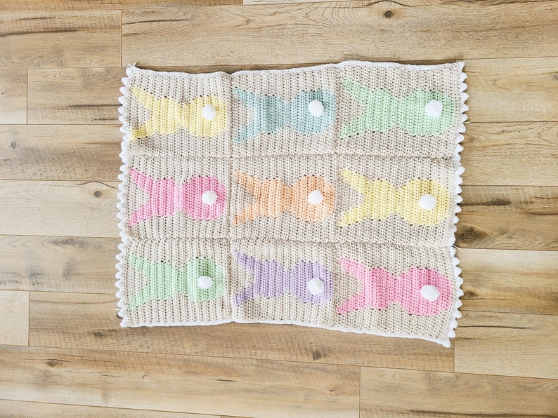Crochet Baby Blanket Pattern for Girls, Spring Baby Blanket Crochet Pattern, Bunny Crochet Baby Blanket image 7