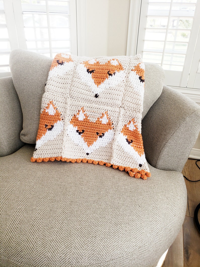 Fox Crochet Pattern, Crochet Baby Blanket Foxes, Fox Baby Blanket Crochet Pattern. Fox Graph Crochet, Crochet Baby Blanket Pattern image 10