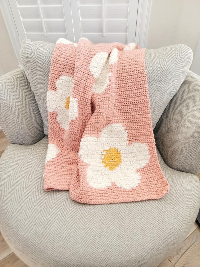 Daisy Crochet Blanket Pattern: Strawberry Flower Afghan (PDF Pattern)