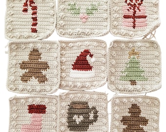 Christmas Crochet Granny Squares Pattern: Holiday Blanket (Digital Download)