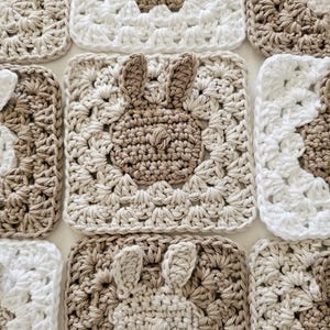 Easy Bunny Granny Square Crochet Pattern, Spring Easter Baby Blanket Pattern