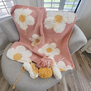 Daisy Crochet Blanket Pattern: Strawberry Flower Afghan (PDF Pattern)