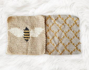 Crochet Blanket Square Pattern Crochet Bee Blanket Pattern Honeycomb Crochet Pattern Crochet Square for Baby Blanket Bumble Bee Crochet