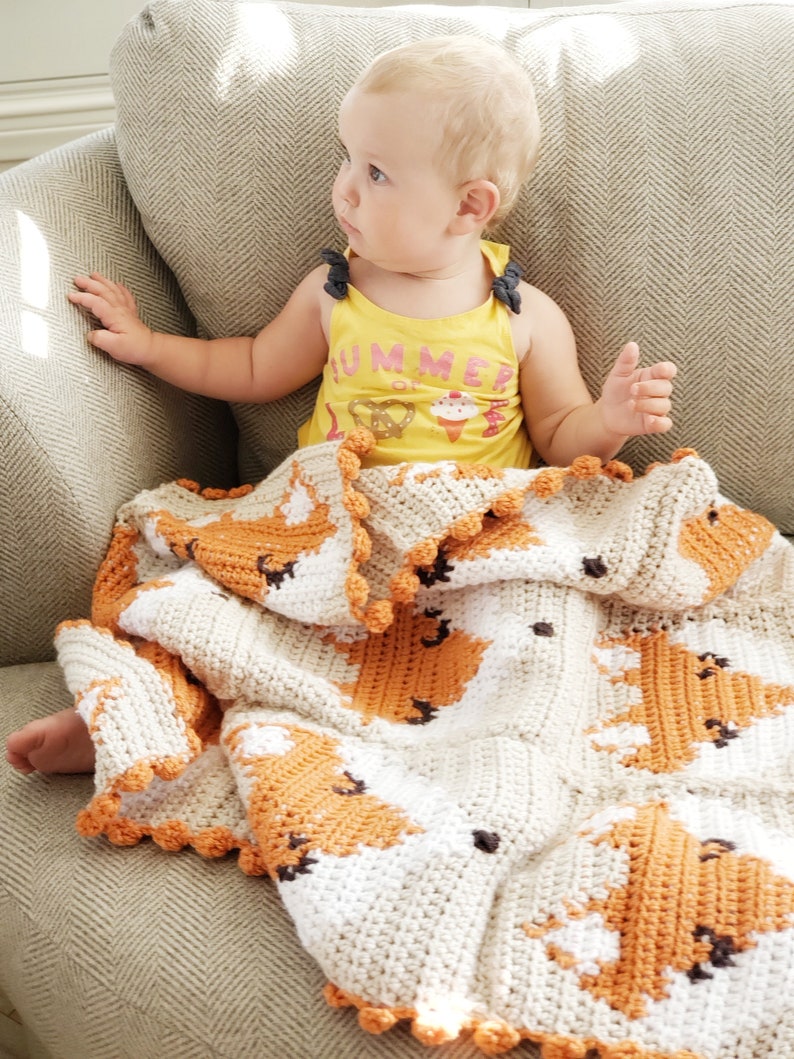 Fox Crochet Pattern, Crochet Baby Blanket Foxes, Fox Baby Blanket Crochet Pattern. Fox Graph Crochet, Crochet Baby Blanket Pattern image 3