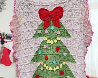 Holiday Tree Granny Square Crochet Blanket Pattern (PDF Pattern)